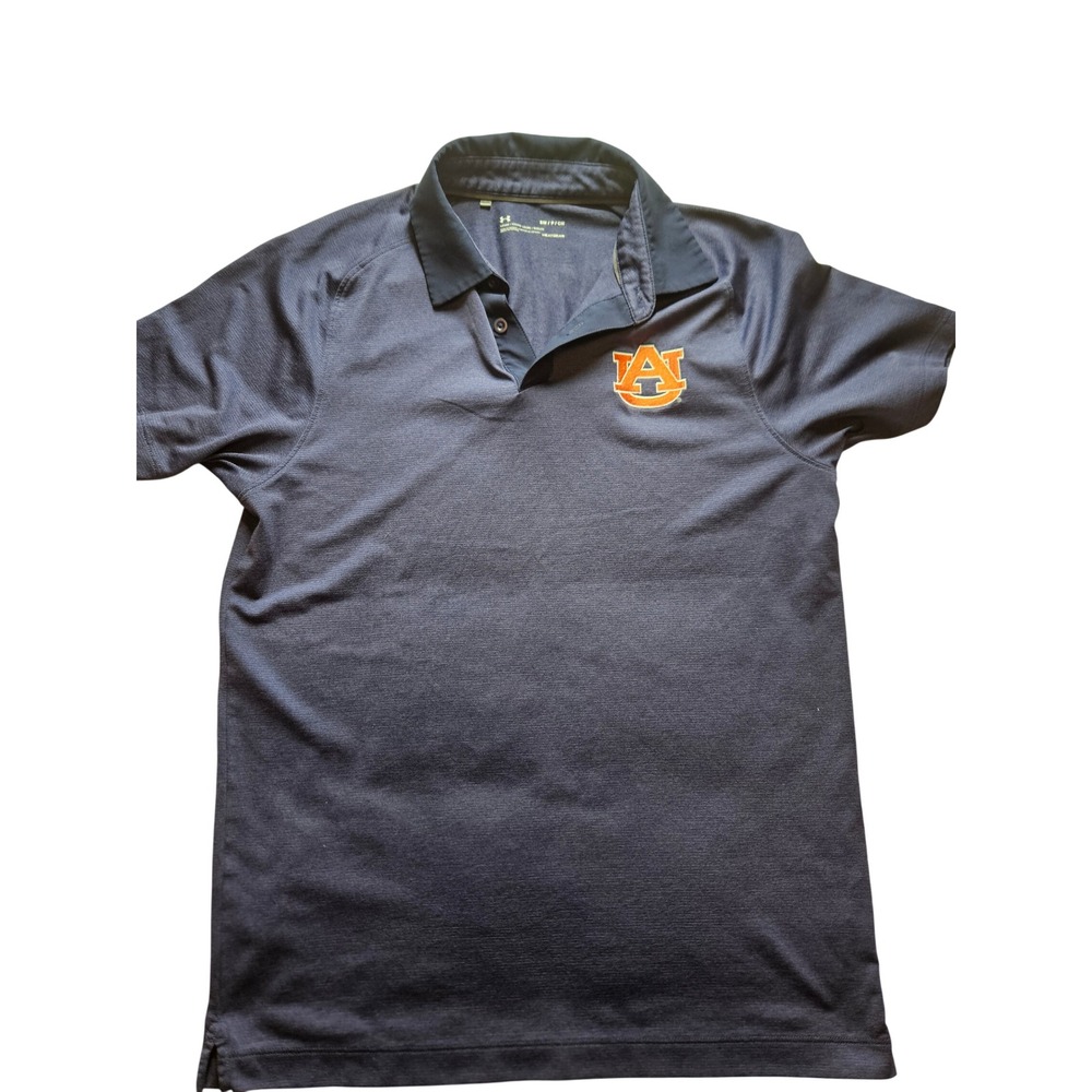 Under Armour Auburn Tigers Polo Shirt Mens Small Navy Blue HeatGear Loose Fit